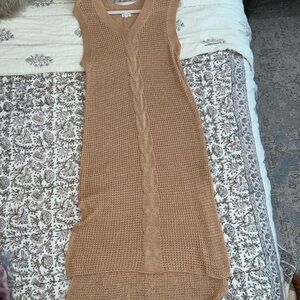 Sleeveless Tan Knit Dress
